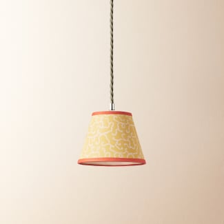 18cm pendant shade in spicy mustard hand blocked 'Squiggles' by Ellen Merchant