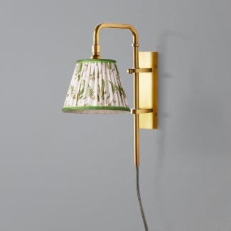 Tiree wall fitting in antiqued brass with external flex in olive green