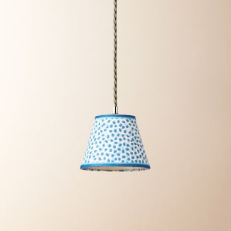 18cm pendant shade in blue and indigo Polka Dot paper by GP & J Baker