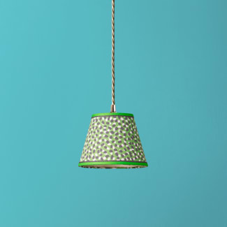 18cm pendant shade in emerald, black and white Polka Dot paper by GP & J Baker