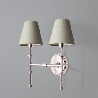 Larger Double chukka wall fixture in antiqued silver