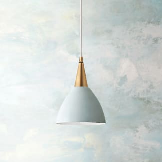 Giorgio pendant shade in chalk blue with stone interior