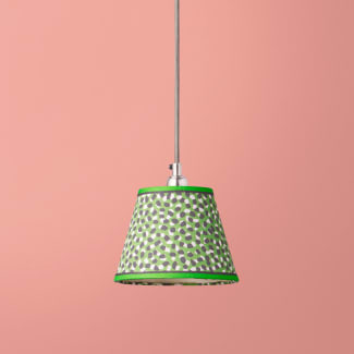 7 inch pendant shade in emerald, black and white Polka Dot paper by GP & J Baker