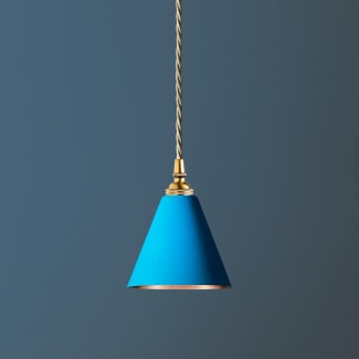 Stanlette pendant shade in blue with copper interior