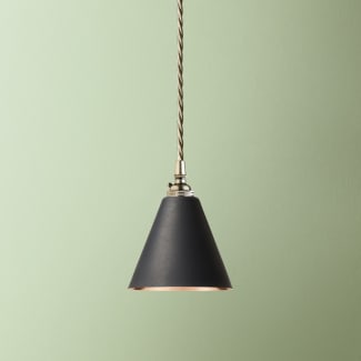 Stanlette pendant shade in ash black with copper interior