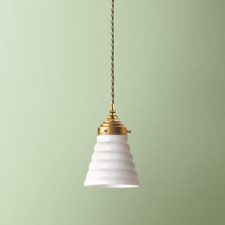 Skep shade in opaline glass