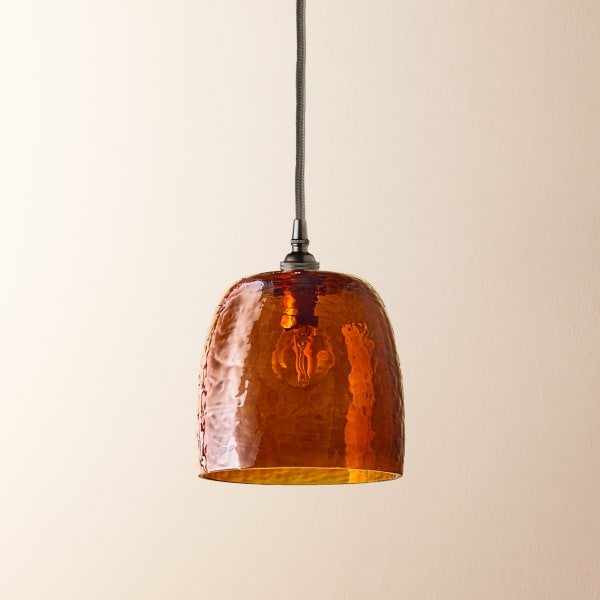 Rory Pendant shade in Amber hammered Glass