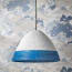 Barolo pendant shade in whitewashed seagrass with turquoise stripe