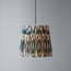 30cm tall tapered pendant shade in teal heraldic ikat