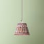 7 inch pendant shade in blue and red Small Ikat Spot linen by GP & J Baker