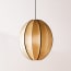 Large classic oval space pendant shade in taupe silk with black tape
