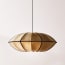 Large UFO pendant shade in taupe silk with black tape