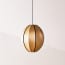 Small classic oval space pendant shade in taupe silk with black tape