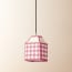 15cm Milford check square pendant shade in raspberry