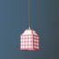 15cm Milford check square pendant shade in raspberry