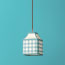 15cm Milford check square pendant shade in seafoam
