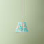 18cm straight empire pendant silk ikat shade in turquoise and ecru Koyari