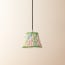 18cm pendant shade in boughs green and rose Bower printed cotton by Morris & Co
