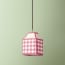 15cm Milford check square pendant shade in raspberry