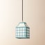 15cm Milford check square pendant shade in seafoam