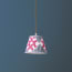 18cm straight empire pendant silk ikat shade in pink and pewter Darjee