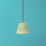 18cm Straight Empire Pendant shade in Green Block Printed Cotton
