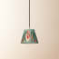 18cm pendant shade in red aqua Bokhara gathered linen by GP & J Baker