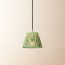 18cm pendant shade in green blue Bokhara gathered linen by GP & J Baker