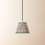 18cm pendant shade in aqua red Tuffley gathered cotton by GP & J Baker