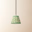 18cm pendant shade in green and white block printed Dotty gathered cotton by GP & J Baker