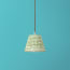 18cm Straight Empire Pendant shade in Green Block Printed Cotton