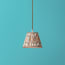 18cm pendant shade in teal and brown Small Ikat Spot linen by GP & J Baker