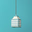 15cm Milford check square pendant shade in seafoam