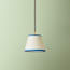 18cm straight empire pendant shade in cream card with duo tape in blue
