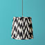 30cm tall tapered pendant shade in black and white ikat