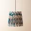 30cm tall tapered pendant shade in teal heraldic ikat