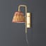 Tiree wall fitting in antiqued brass with external flex in olive green