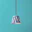 18cm straight empire pendant shade in woven blue zig zag linen ikat
