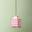 15cm Milford check square pendant shade in raspberry
