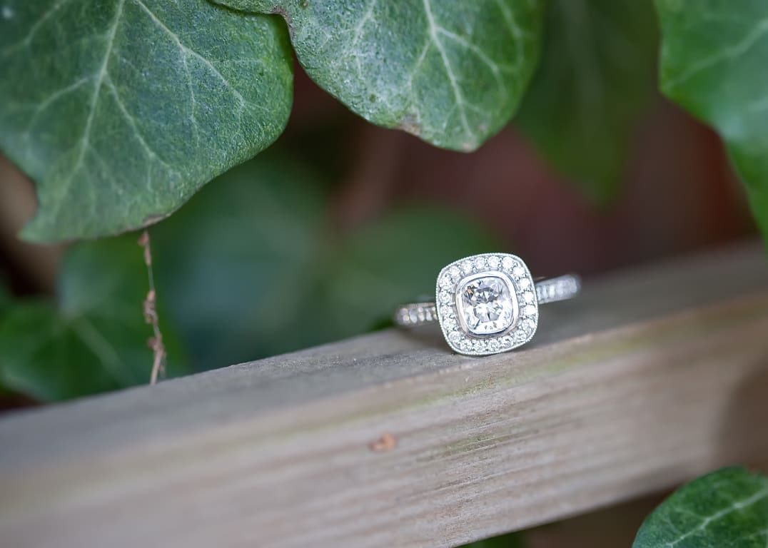 Oval diamond ring on hand