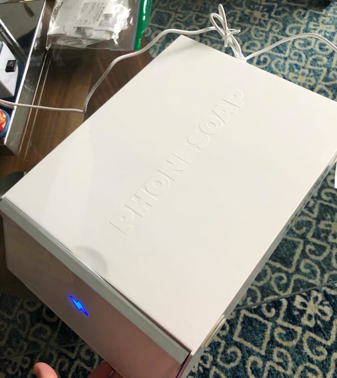 PhoneSoap Smartphone Sanitizer from Uncommon Goods. Customer submitted image.