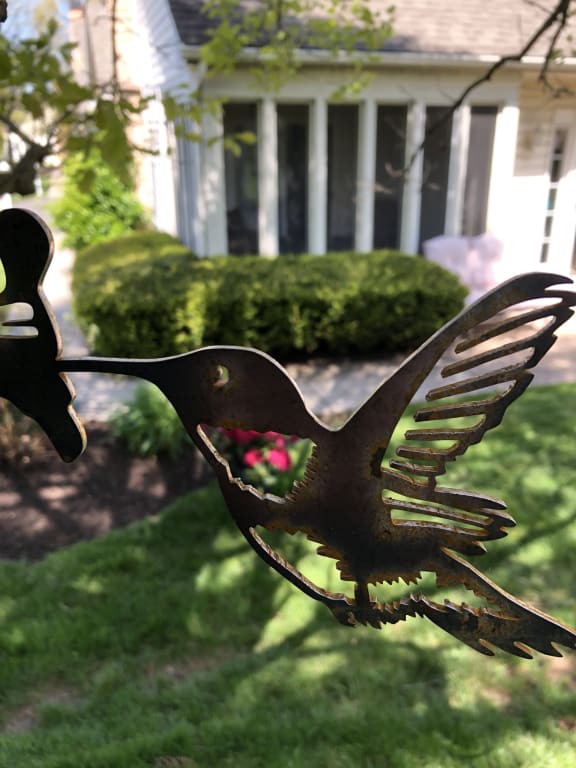 Metal Bird Sculptures from Uncommon Goods. Customer submitted image.
