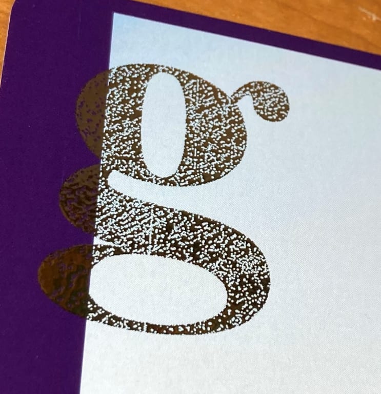 The gold leaf was never printed correctly even on the re-ord