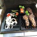 Veggies and NY strip steaks