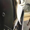 Gap in the lid. The blanket made the lid fall fully open, causing the hinges to bend.