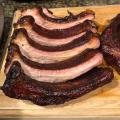 Baby backs. Smoked 4 hours at 200, covered for 2.5 hours at 300, finished with 1 hour after sauce.