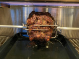 Four pound rib roast on the spit