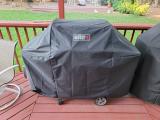 With grill cover on, and mounting bracket, but not light.  Note that even the mounting bracket displaces the cover.