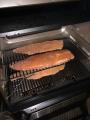 Smoking trout with alder and lump charcoal using the included temperature probe
