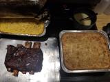 Smoked beef ribs, mac n cheese and home made bread pudding all at once